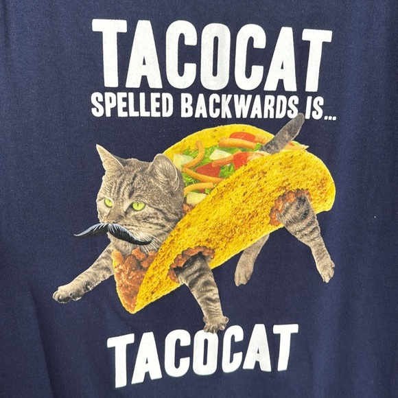 NWT Delta TACOCAT Spelled Backwards is TACOCAT Kitty Cat Navy Tee Size Medium - Picture 6 of 9